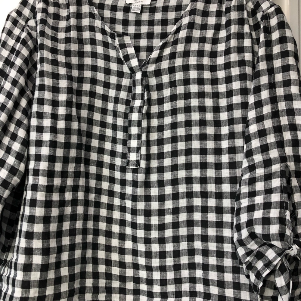Black and white plaid blouse
